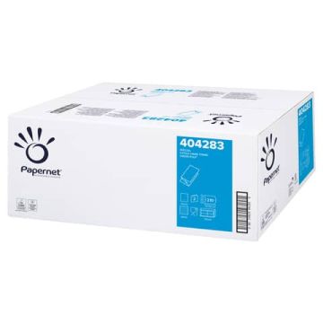Asciugamani interfogliati piegati a V Papernet 2 veli - 21x22 cm - bianco Conf. 15 fascette da 210 pezzi- 404283