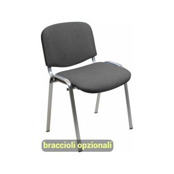 Sedia visitatore 4 gambe Unisit Dado D5G acciaio grigio - rivestimento eco grigio scuro - Conf. 2 pezzi - D5G/2/ET