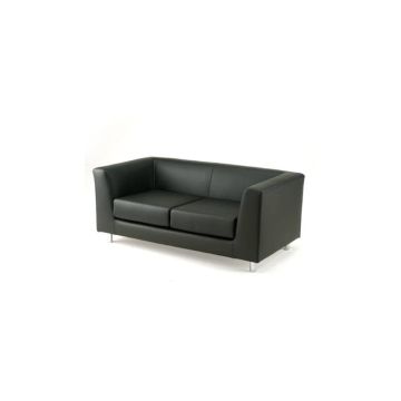Divano attesa a 2 posti Unisit Quad QD2 schienale fisso - rivestimento tessuto ignifugo nero - QD2/IN