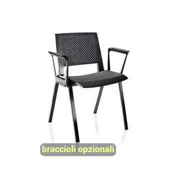 Sedia visitatore a 4 gambe Unisit Kentra KEV base nera schienale traspirante PPL nero - KEV/NE