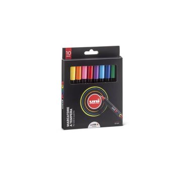 Marcatore a tempera inchiostro pigmentato Uni Posca ultra fine 0,7 mm col- assortiti - conf. 10 pz M PC1MR 10P