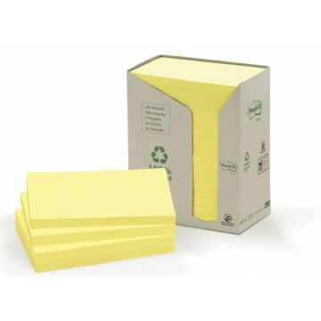 Foglietti Post-it Notes Giallo 76x127mm carta riciclata torre da 16 blocchetti da 100 ff - 655-1T
