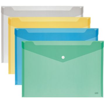 Buste con bottone Lebez orizzontale in conf. da 12 pezzi - formato A6 - colori assortiti - 80195