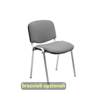 Sedia visitatore 4 gambe Unisit Dado D5C acciaio cromato - rivestimento eco grigio scuro - Conf. 2 pezzi - D5C/2/ET