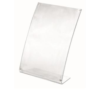 Portadepliant in acrilico con base a L - angoli magnetici Lebez A4 - verticale - trasparente - 7003