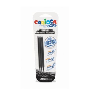 Refill penne cancellabili Carioca OOPS 0,7 mm in blister da 3 pz nero 43041/01