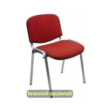 Sedia visitatore 4 gambe Unisit Dado D5G acciaio grigio - rivestimento ignifugo rosso - Conf. 2 pezzi - D5G/2/IR