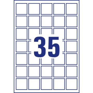 Etichette adesive Avery in carta bianca coprente per stampa QR code 35 et/foglio 35x35 mm -conf. 25 fogli L7120-25
