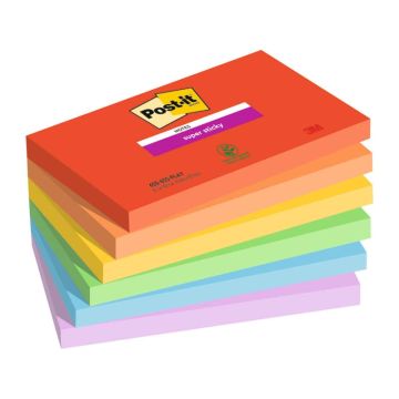 Foglietti Post-it® Super Sticky Playful - conf. 6 blocchetti da 90 ff Post-it® 76x127 mm - 655-6SS-PLAY