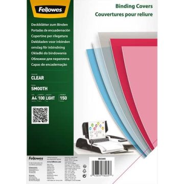 Copertine per rilegatura in PET trasparente conf. 100 pezzi Fellowes 150 micron - 5384501