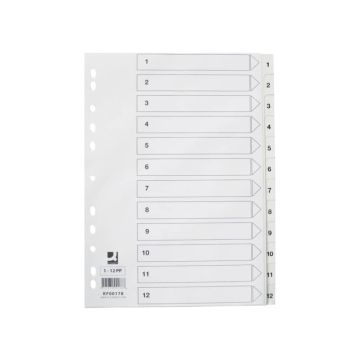 Divisore numerico Q-Connect bianco 22,5x29,7 cm ppl 1-12 KF00178