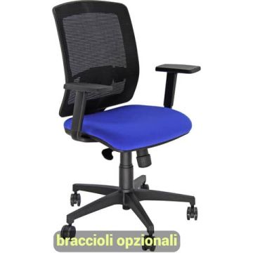 Sedia semidirezionale girevole Unisit Molly MLA - schienale in rete nero - rivestimento ignifugo blu - MLA/IB