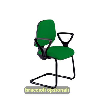 Sedia operativa visitatore Unisit Leda LDS Eco smart su slitta - rivestimento Eco - verde - LDS/EV
