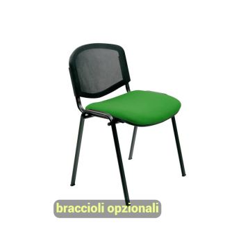 Sedia visitatore 4 gambe Unisit Dado D5N schienale in rete - rivestimento eco verde - Conf. 2 pezzi - D5N/2/EV