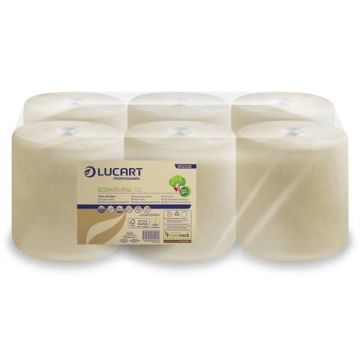 Asciugamani industriali multiuso 2 veli Lucart EcoNatural 135 m 2 veli avana 6 rotoli da 450 strappi - 852226A