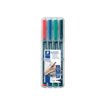 Penne a punta sintetica Staedtler Lumocolor permanent pen 318 F assortiti astuccio da 4 pezzi - 318 WP4