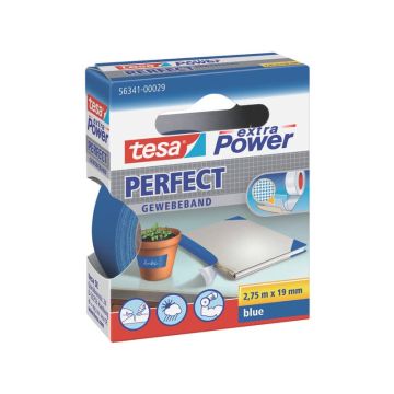 Nastro adesivo in tela tesa extra PowerPerfect plastificato 19 mm x 2,75 m blu - 56341-00029-03