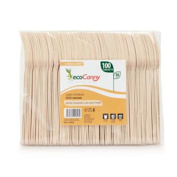 Forchette monouso in legno di betulla bio-compostabili ecoCanny conf. 100 pz ECOCA160F