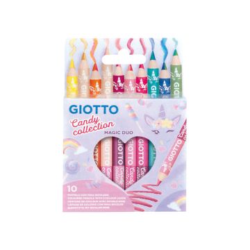 Matite colorate con punta bicolore Giotto Magic Duo Candy Collection conf. 10 pezzi in astuccio colori pastello