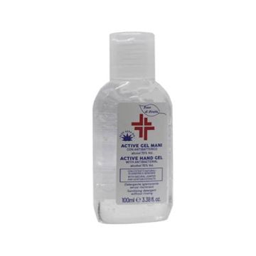 Gel igienizzante mani (alcol 70%) 100 ml - Active linea Bosco di Rivalta - flacone trasparente
