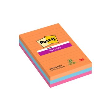 Foglietti Post-it Super Sticky XXL Bangkok a righe assortiti conf. 3 blocchetti da 90 ff - 4690-SS3BGK-EU