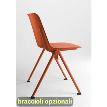Sedia visitatore in PPL 4 gambe Plus Unisit rosso mattone PLVP/RM