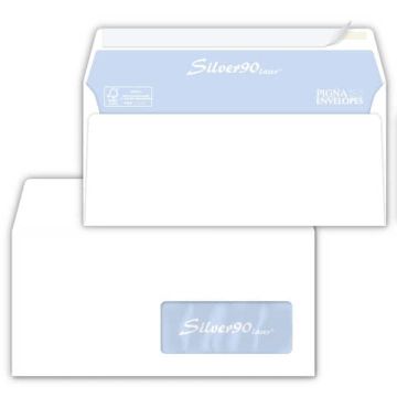 Buste con finestra Pigna Envelopes Silver90 Laser patella aperta 110x230 mm bianco conf. 500 - 0221541