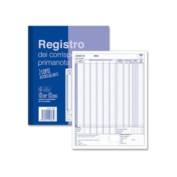 Blocco registro IVA dei Corrispettivi 12x2 copie autoricalcanti - 24x30 cm - Z10584Z118507