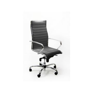 Poltrona direzionale girevole Unisit Pollux New PNP schienale alto - rivest. fili luce grigio con braccioli PNP/F14