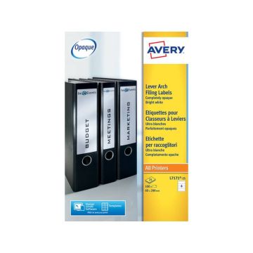 Etichette per raccoglitori Avery 200x60 mm bianco Laser 4 et./foglio Conf. 25 fogli - L7171-25