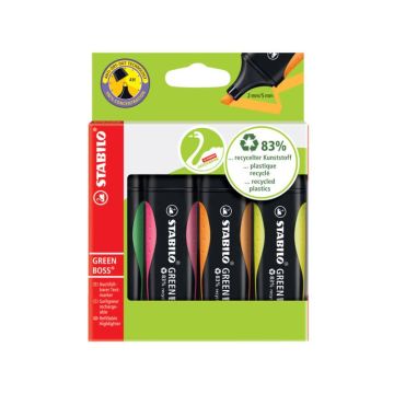 Evidenziatori Stabilo Green Boss 2-5 mm assortiti Conf. 4 pezzi - 6070/4