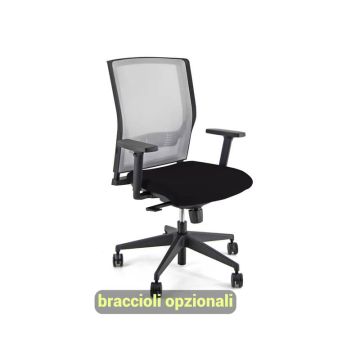 Sedia operativa girevole Unisit X Ray X2 schienale in rete grigio - rivestimento Eco nero - X2/EN