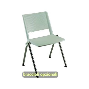 Sedia visitatore a 4 gambe Unisit Revolution RECP - schienale rigido rete PPL bianco - conf. 2 pezzi - RECP/2/BI