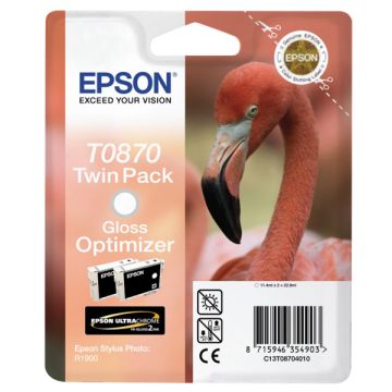 EPSON TWINPACK T087 CONTENENTE N.2 CARTUCCE GLOSS OPTIMIZER PERLA FINITURA LUCIDA RS