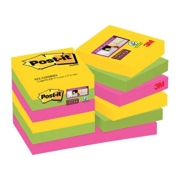 Foglietti riposizionabili Post-it Super Sticky Rio de Janeiro 47,6x47,6 mm conf. 12 blocc. da 90 ff - 622-12SS-RIO