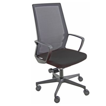 Unisit Poltrona semidirezionale I70 Nero e schienale rete nera c/bracc.