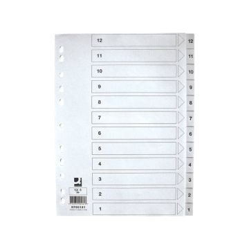 Divisore numerico Q-Connect bianco 22,5x29,7 cm ppl 1-12 KF00181