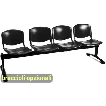 Panca 4 posti attesa Unisit Dado D54P - rivestimento ignifugo nero D54P/IN