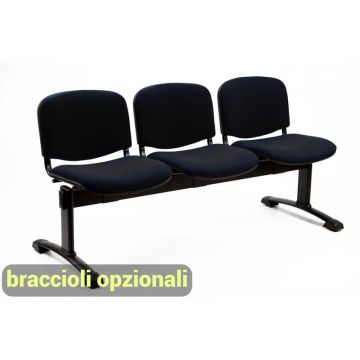 Panca 3 posti attesa Unisit Dado D53P - rivestimento Eco nero D53P/EN