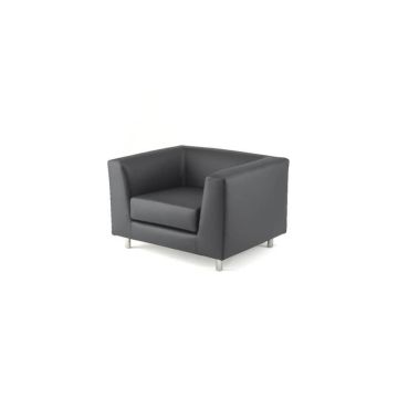 Divano attesa a 1 posto Unisit Quad QD1 schienale fisso - rivestimento in vera pelle grigio - QD1/PT