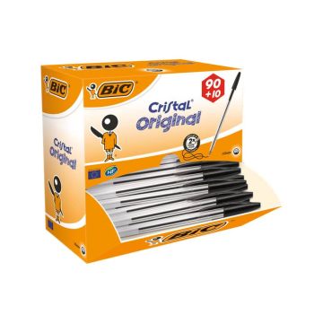 Penne a sfera BIC Cristal M 1 mm nero value pack 90+10 - 942911