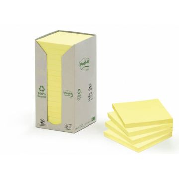 Foglietti Post-it Notes Giallo 76x76 mm carta riciclata Torre da 16 blocchetti da 100 ff - 654-1T