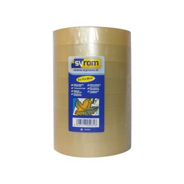 Nastro adesivo Noisy SYROM formato 19 mm x 66 m ppl trasparente torre da 8 rotoli - 5931
