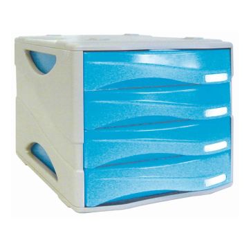 Cassettiera 4 cassetti ARDA Smile polistirolo antiurto e materiale infrangibile grigio/azzurro - TR15P4PBL