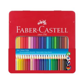 Matite colorate Faber-Castell Colour Grip  assortiti astuccio di metallo da 24 - 112423