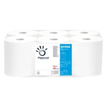 Asciugamani in Rotolo a devolgimento Papernet - 450 strappi - 2 veli - 29,7x30,5 cm - Conf. 6 pezzi - 401596