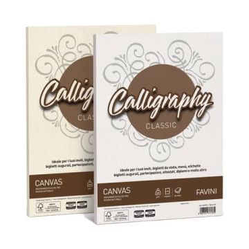 Carta canvas FAVINI Calligraphy per lettere ruvido su entrambi i lati 100 g/m² A4 bianco 01 50 fogli - A690214