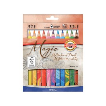 Astuccio matite multicolore KOH-I-NOOR legno di cedro 12 colori 12 matite + 1 blender - H3408013