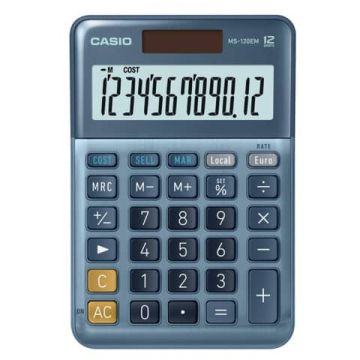 Calcolatrici da tavolo CASIO Extra Big LC solare e batteria display 12 cifre blu - MS-120TER II