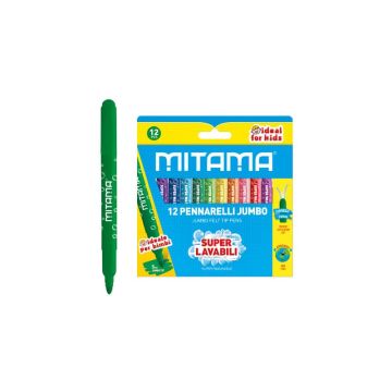Pennarelli Mitama JumboSuper Lavabili - punta maxi 5 mm - colori assortiti - conf. 12 pezzi 61998